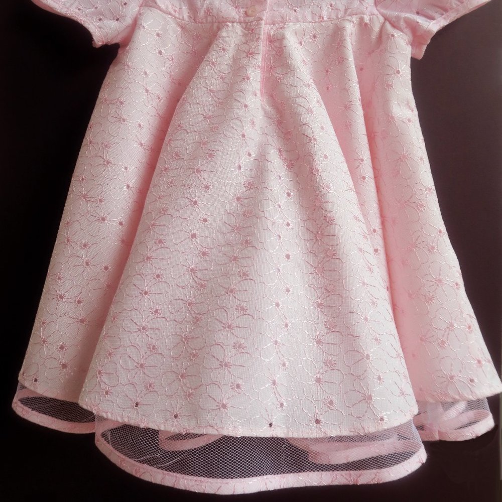 Bonnie Jean girls dress 24 months rose fabric with floral embroidery pink roses - Picture 6 of 8
